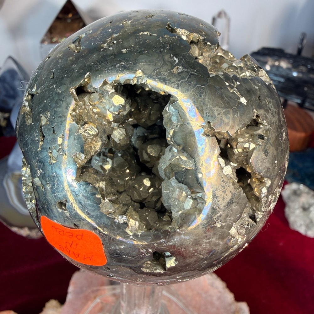 Collector Quality Pyrite Sphere from Peru  • Cubic Crystal Formations 3.37” - Picture 6 of 8